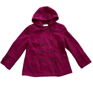 Preston & York Pink Wool Blend Hooded Pea Coat 10